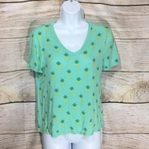 Wishful park pineapple v neck T-shirt large green